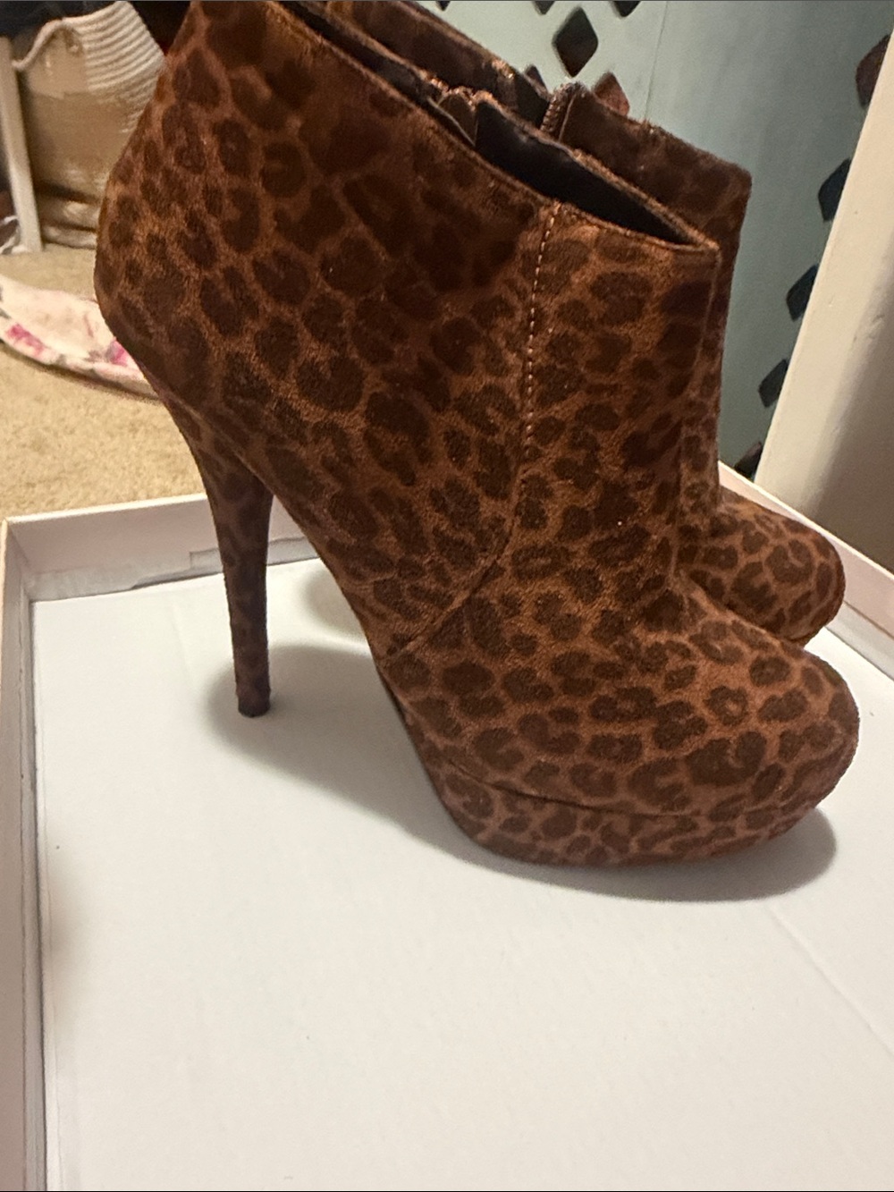 Forever 21 Leopard Print Platform Ankle Booties - Brown